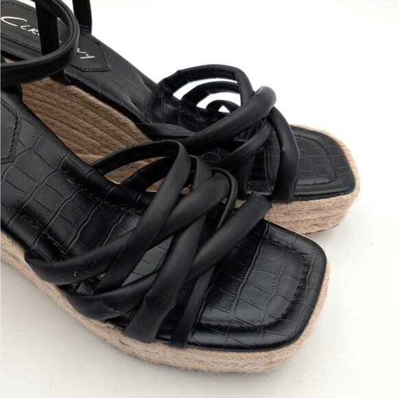Circus Irene Strappy Espadrille Platform Wedge Sandals Womens Black Size US9.5M - Picture 9 of 10